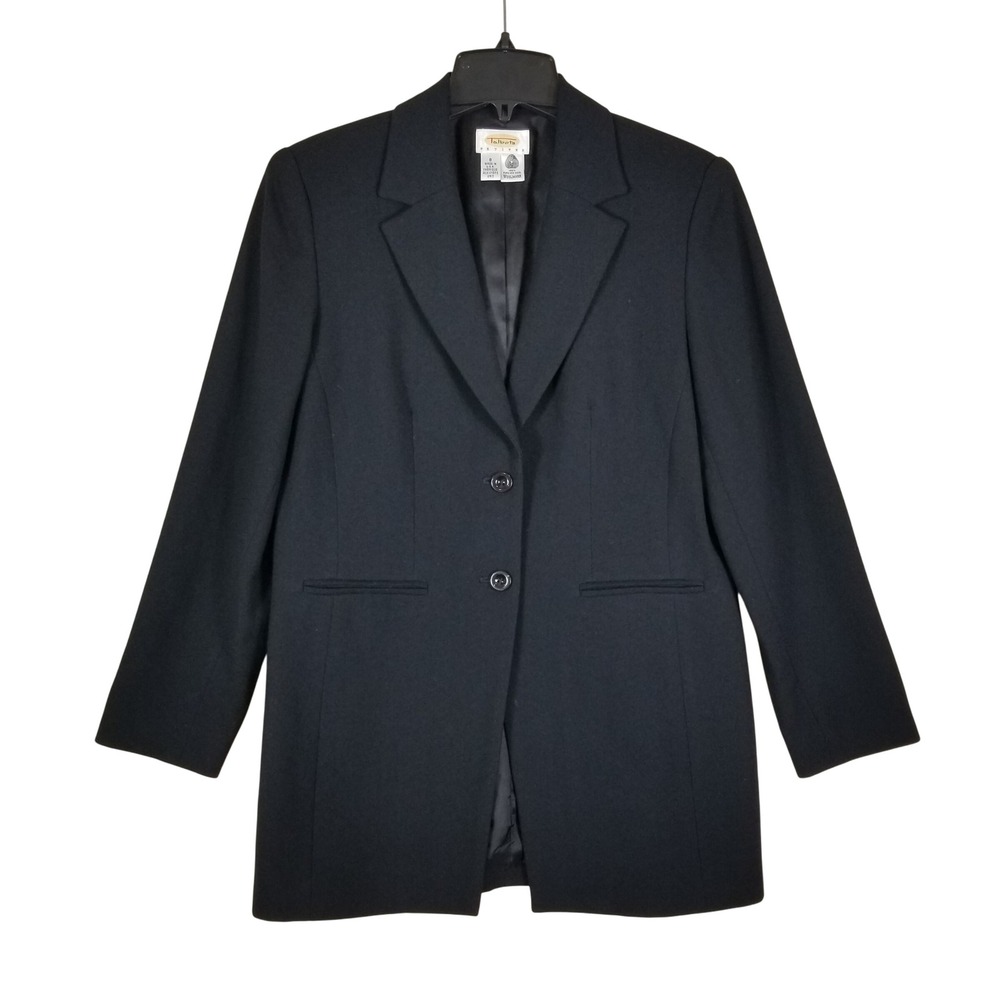 Talbots Blazer Womens 8P Black Pure New Wool Two Button Professional Jacket